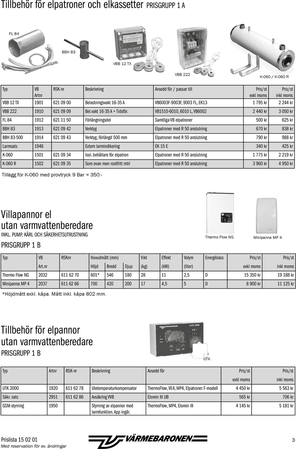 VB1510-6010, 6010 L, VB6002 2 440 kr 3 050 kr FL 84 1912 621 11 50 Förlängningsdel Samtliga VB elpatroner 500 kr 625 kr BBH 83 1913 621 09 42 Verktyg Elpatroner med R 50 anslutning 670 kr 838 kr BBH