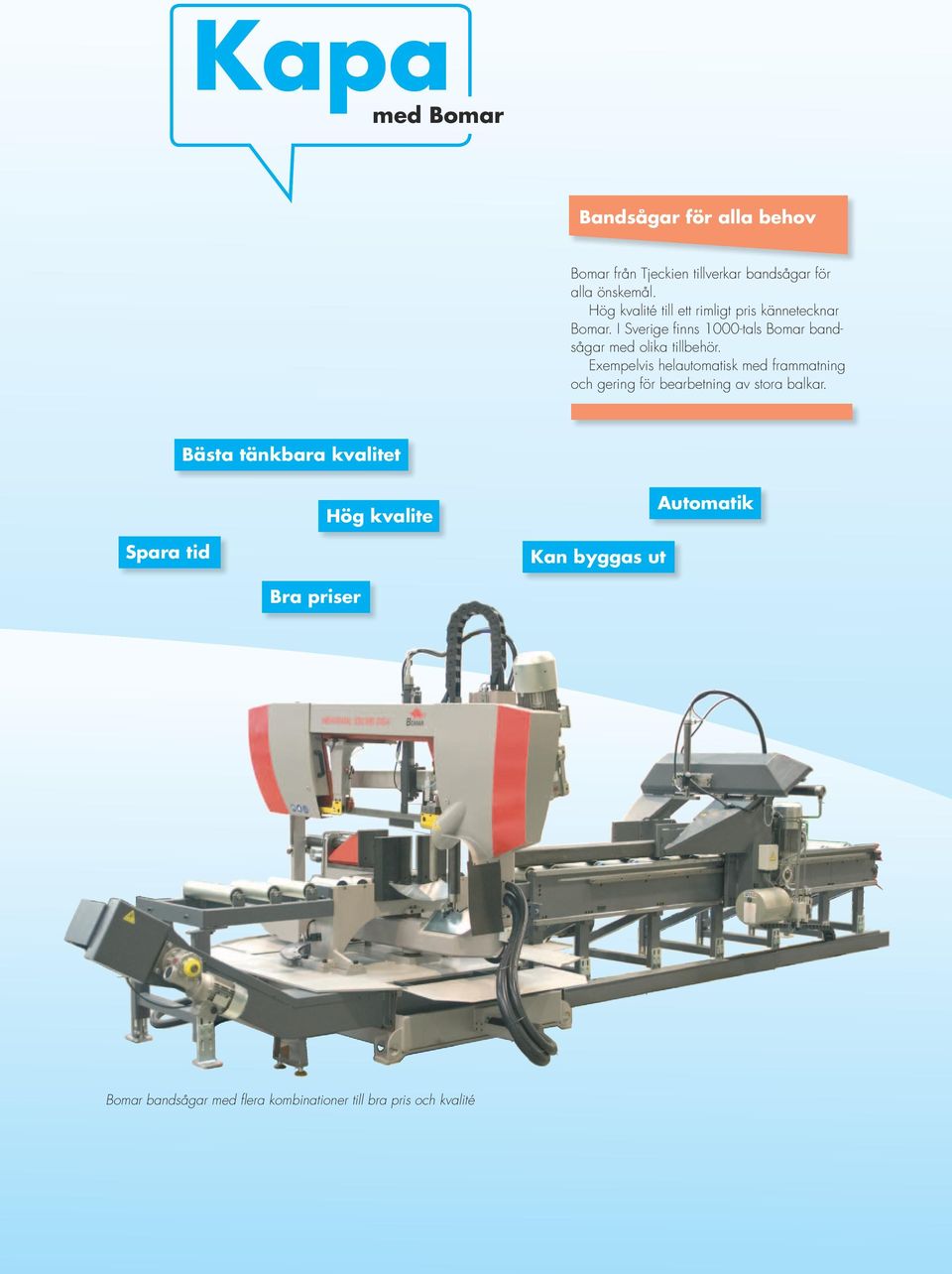 I Sverige finns 1000-tals Bomar bandsågar med olika tillbehör.