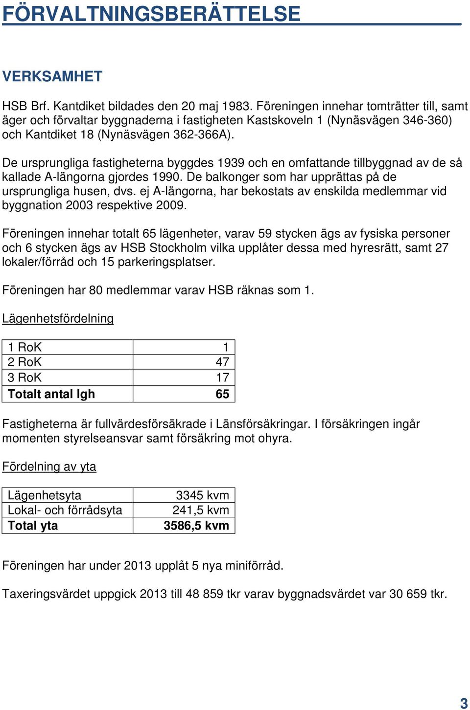 De ursprungliga fastigheterna byggdes 1939 och en omfattande tillbyggnad av de så kallade A-längorna gjordes 1990. De balkonger som har upprättas på de ursprungliga husen, dvs.