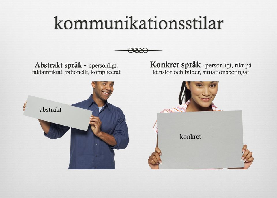 komplicerat Konkret språk - personligt, rikt