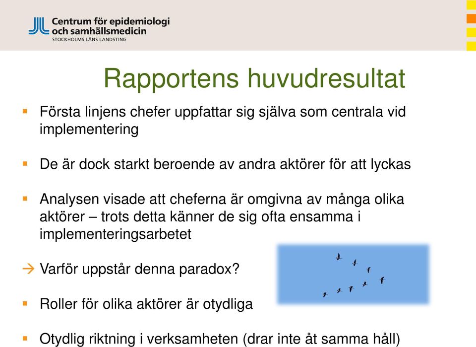 många olika aktörer trots detta känner de sig ofta ensamma i implementeringsarbetet Varför uppstår