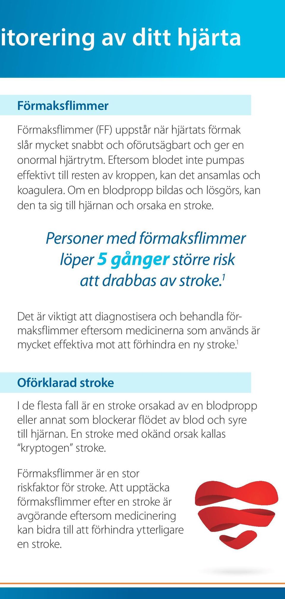 Personer med förmaksflimmer löper 5 gånger större risk att drabbas av stroke.