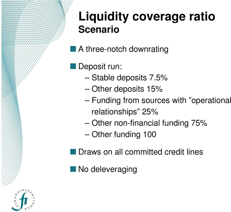 5% Other deposits 15% Funding from sources with operational