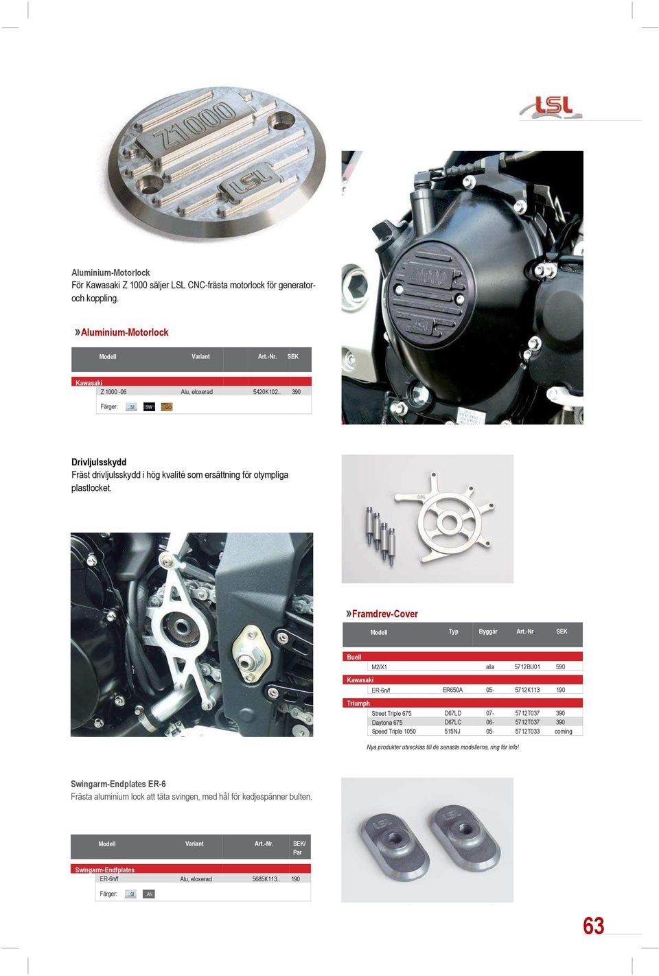 Buell Kawasaki Triumph M2/X1 ER-6n/f Street Triple 675 Daytona 675 Speed Triple 1050 alla 5712BU01 590 ER650A 05-5712K113 190 D67LD D67LC 515NJ 07-06- 05-5712T037 5712T037 5712T033 390 390 coming