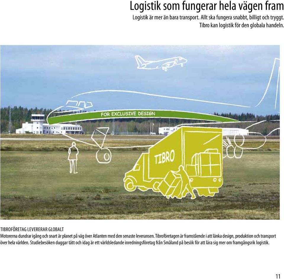 Tibroföretag levererar globalt Motorerna dundrar igång och snart är planet på väg över Atlanten med den senaste leveransen.