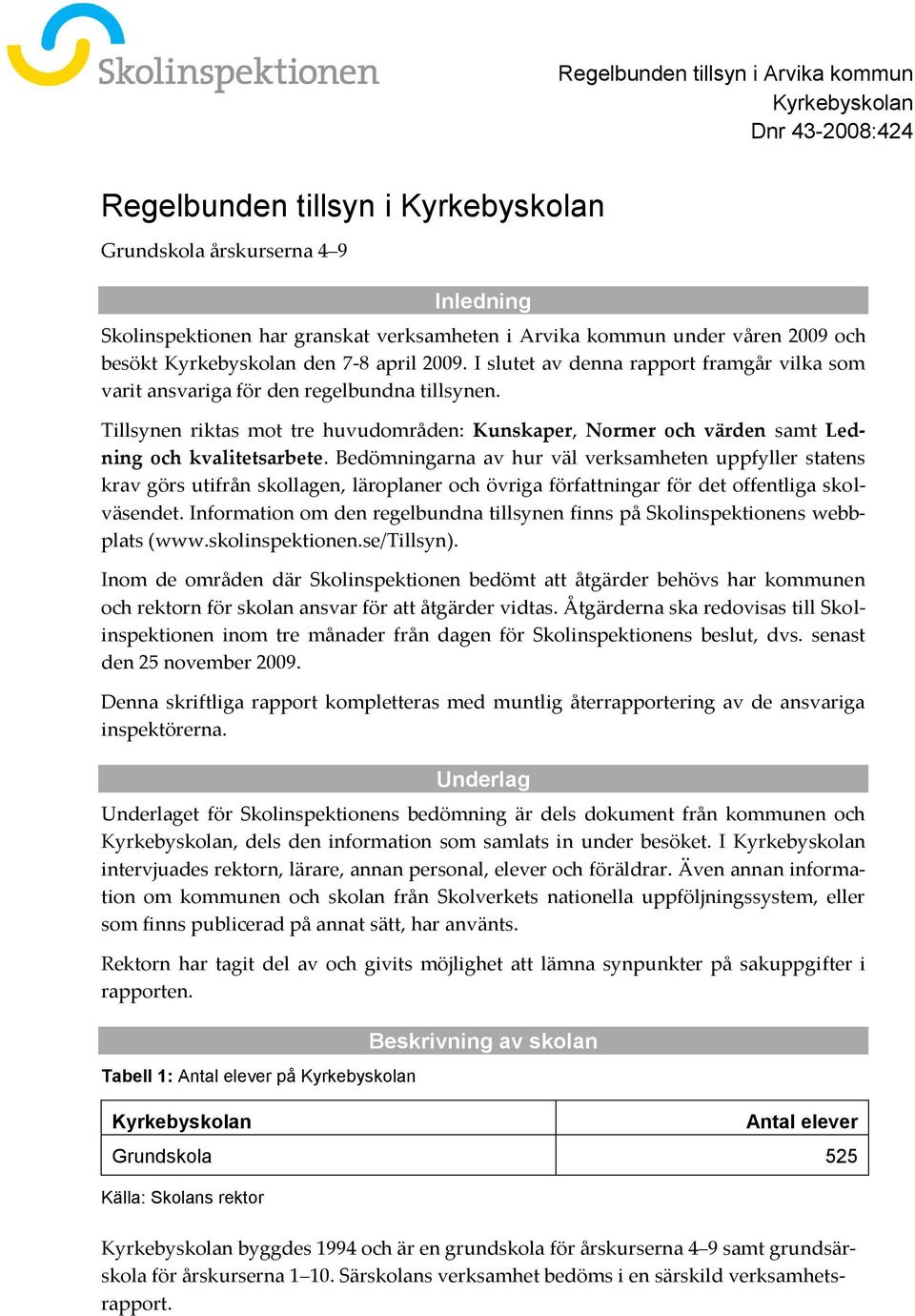 Tillsynen riktas mot tre huvudområden: Kunskaper, Normer och värden samt Ledning och kvalitetsarbete.