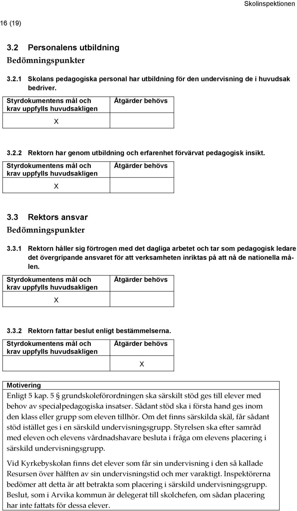 3.3.2 Rektorn fattar beslut enligt bestämmelserna. Enligt 5 kap. 5 grundskoleförordningen ska särskilt stöd ges till elever med behov av specialpedagogiska insatser.