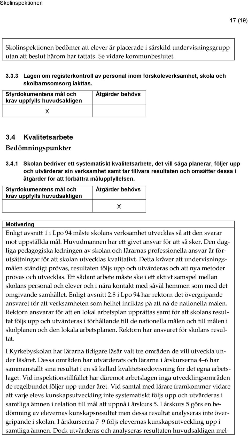 Kvalitetsarbete Bedömningspunkter 3.4.