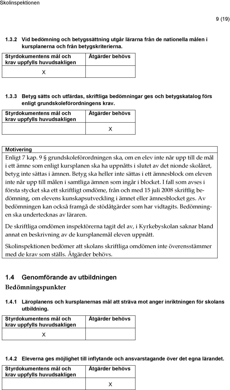 Betyg ska heller inte sättas i ett ämnesblock om eleven inte når upp till målen i samtliga ämnen som ingår i blocket.