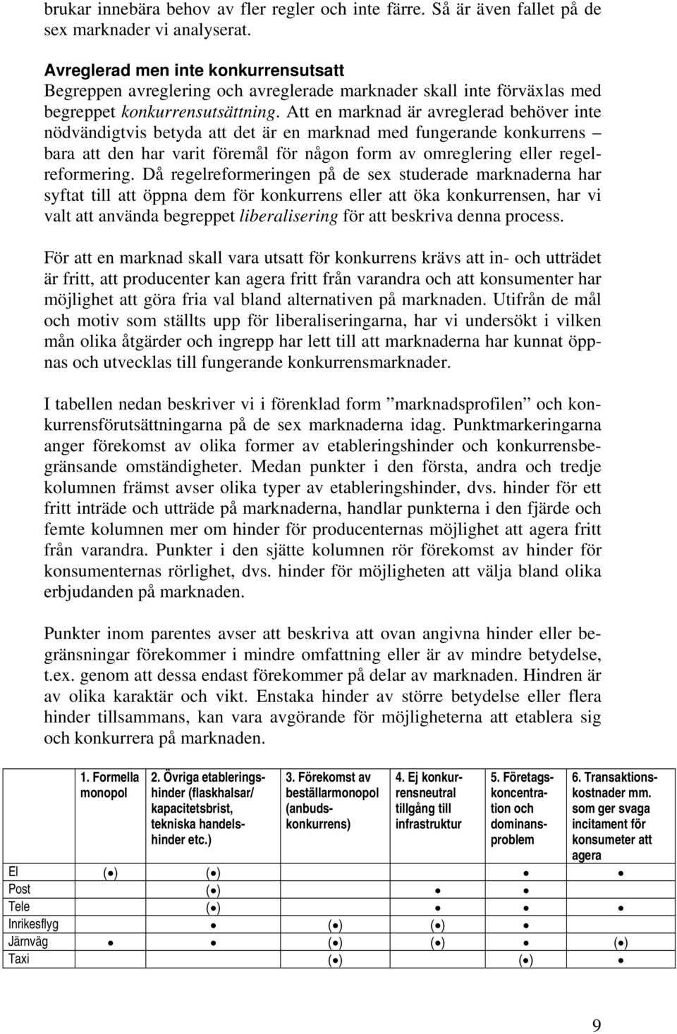 Att en marknad är avreglerad behöver inte nödvändigtvis betyda att det är en marknad med fungerande konkurrens bara att den har varit föremål för någon form av omreglering eller regelreformering.