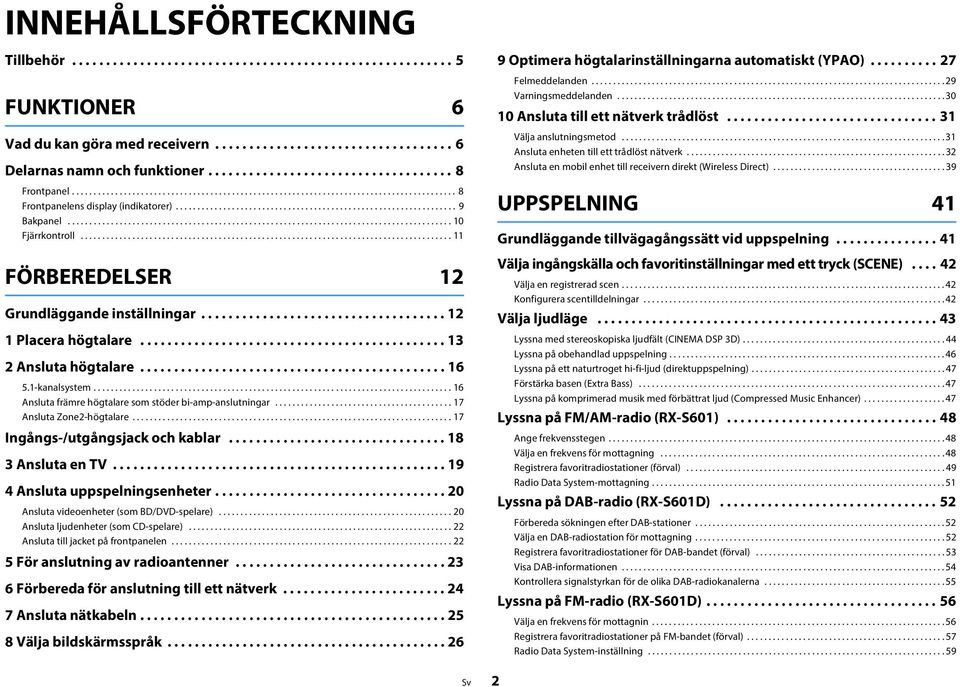 ........................................................................................ 10 Fjärrkontroll...................................................................................... 11 FÖRBEREDELSER 12 Grundläggande inställningar.