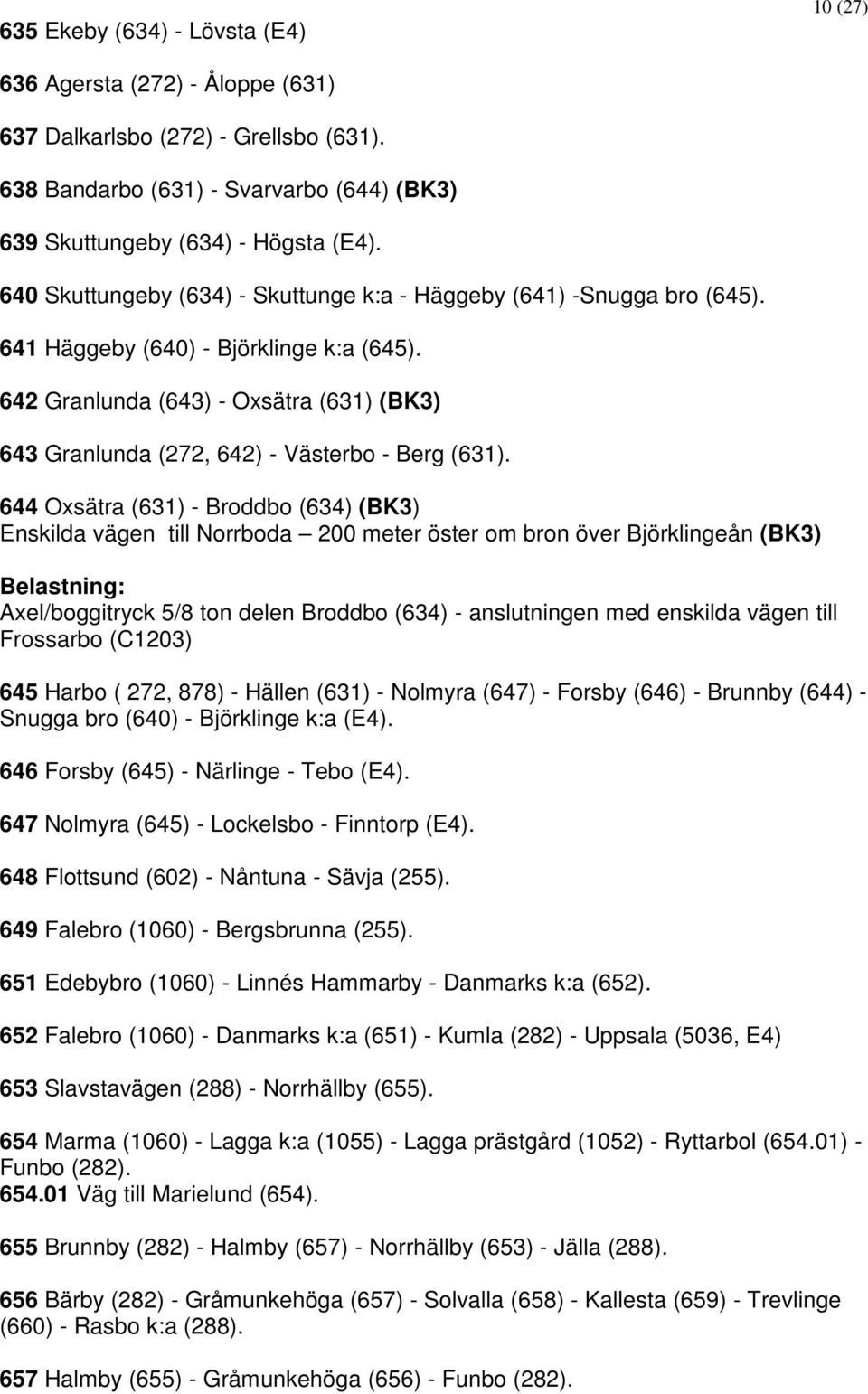 642 Granlunda (643) - Oxsätra (631) (BK3) 643 Granlunda (272, 642) - Västerbo - Berg (631).