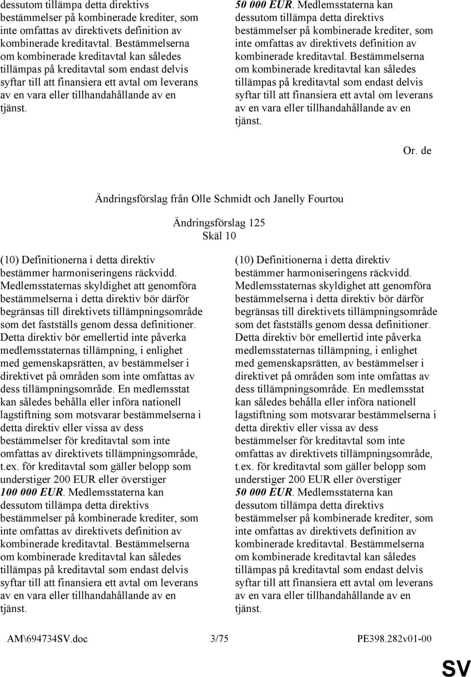 50 000 EUR. Medlemsstaterna kan   Or. de Ändringsförslag från Olle Schmidt och Janelly Fourtou Ändringsförslag 125 Skäl 10 (10) Definitionerna i detta direktiv bestämmer harmoniseringens räckvidd.