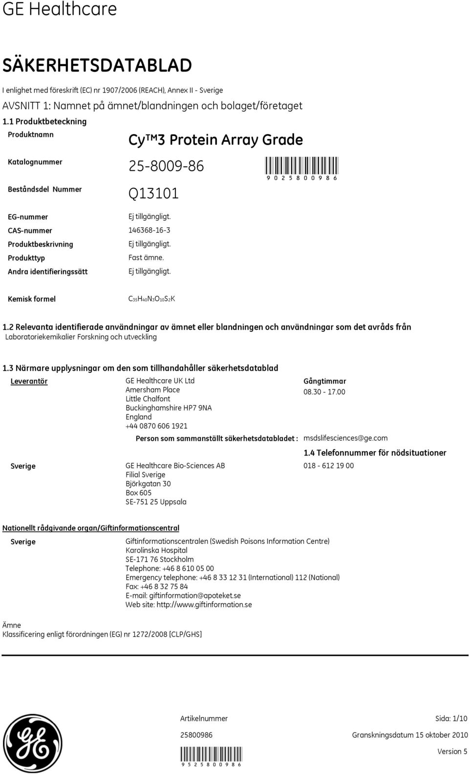 Andra identifieringssätt Kemisk formel C35H40N3O10S2K 1.