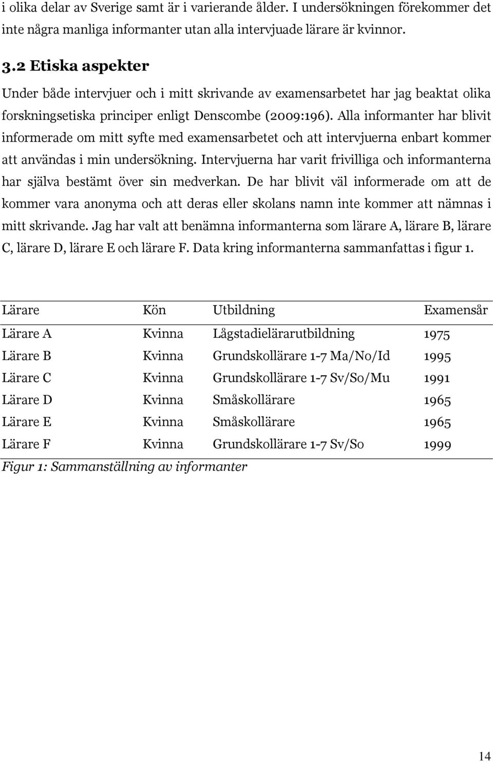 Alla informanter har blivit informerade om mitt syfte med examensarbetet och att intervjuerna enbart kommer att användas i min undersökning.