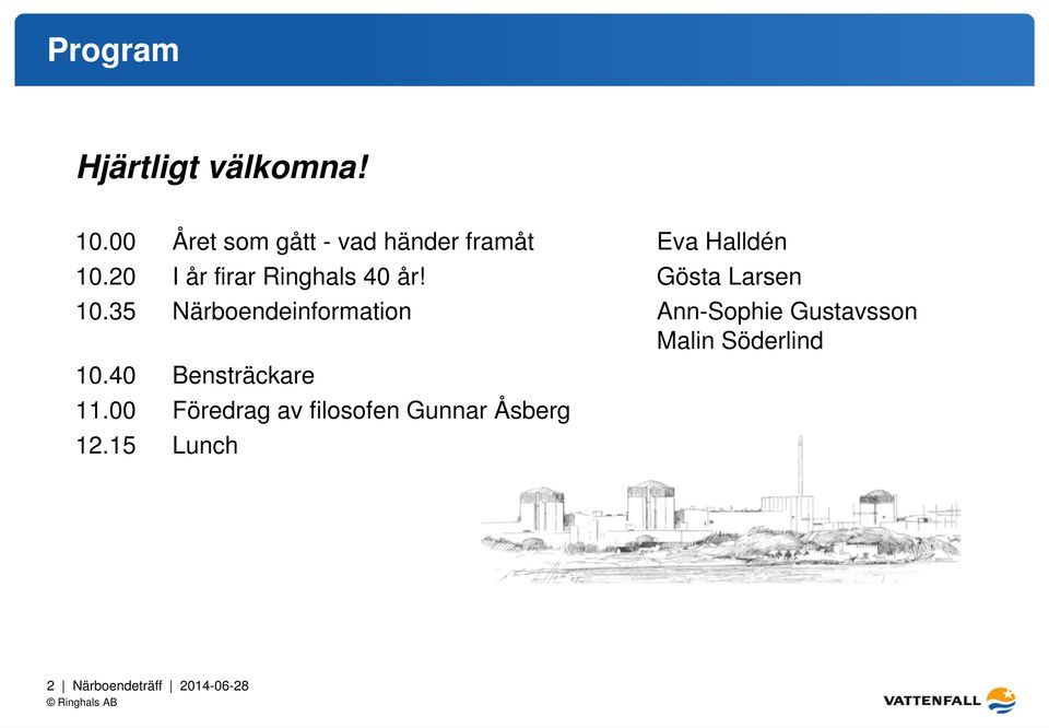 20 I år firar Ringhals 40 år! Gösta Larsen 10.