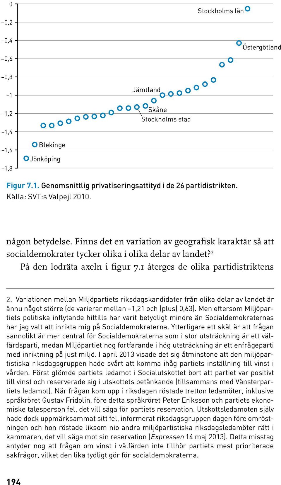 1 återges de olika partidistriktens 2. Variationen mellan Miljöpartiets riksdagskandidater från olika delar av landet är ännu något större (de varierar mellan 1,21 och (plus) 0,63).