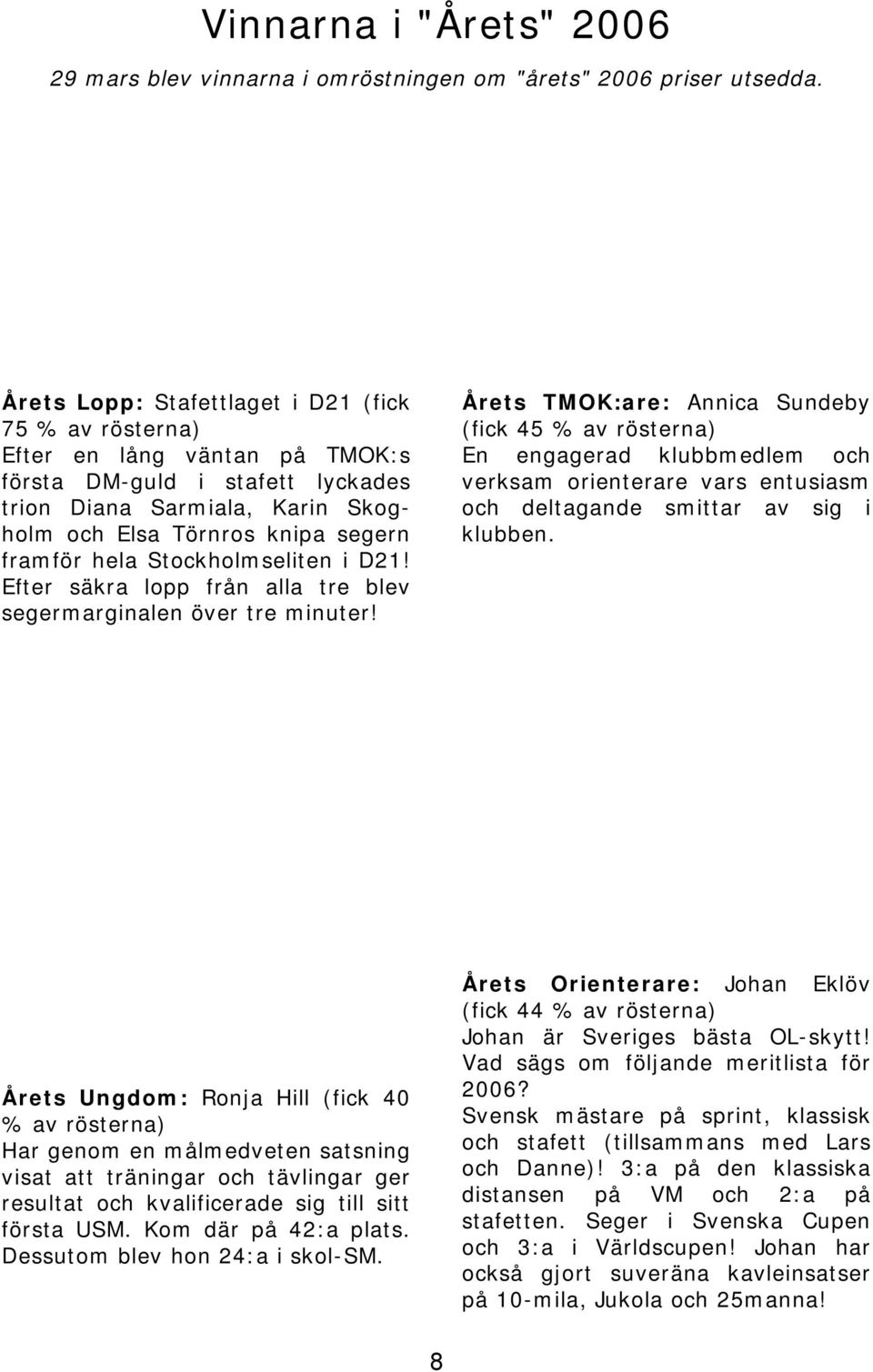 Stockholmseliten i D21! Efter säkra lopp från alla tre blev segermarginalen över tre minuter!