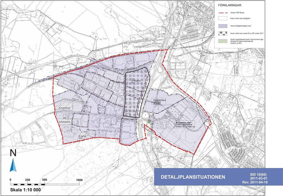 Ny detaljplan 2011 Kraftledning Exploatering ej påbörjad 35 000m² Ej exploaterad Ej exploaterad 50m G