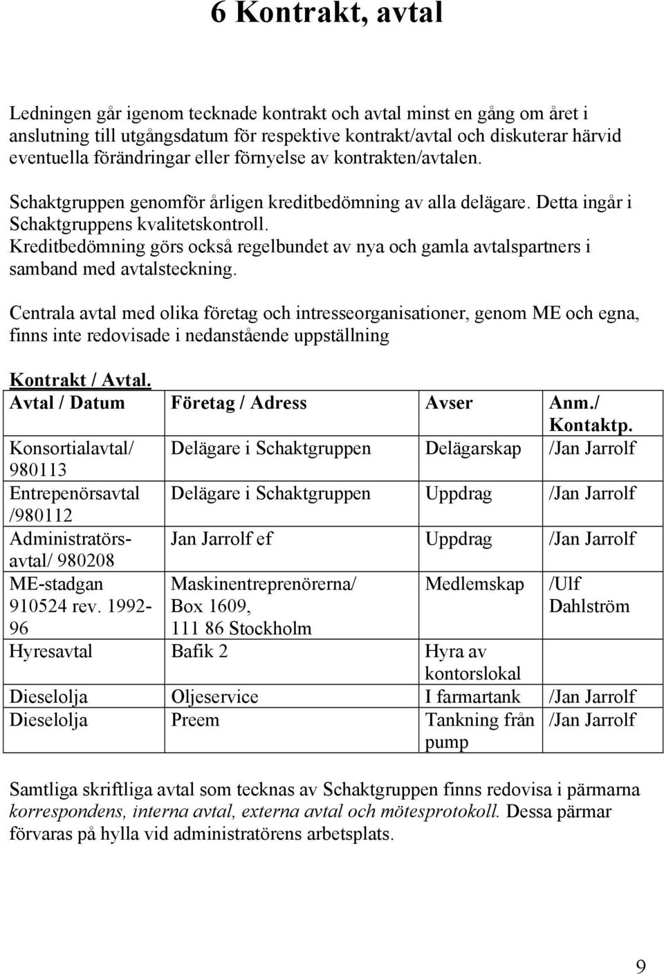 Kreditbedömning görs också regelbundet av nya och gamla avtalspartners i samband med avtalsteckning.