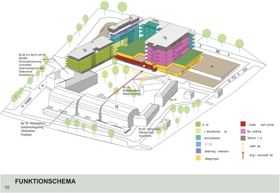 O ENBE T N By 13: Befintlig teknik Miljörum/avfall By 10 By 18 - Närsjukhus: Godsmottagning Obduktion sykiatri