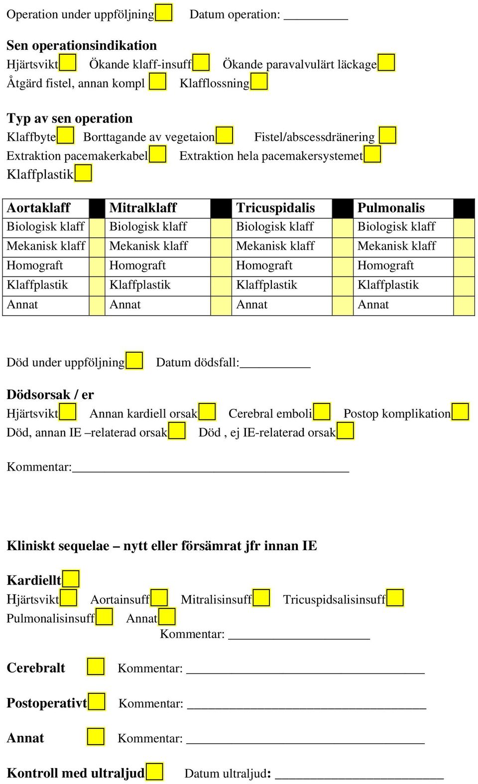 Biologisk klaff Biologisk klaff Biologisk klaff Mekanisk klaff Mekanisk klaff Mekanisk klaff Mekanisk klaff Homograft Homograft Homograft Homograft Klaffplastik Klaffplastik Klaffplastik Klaffplastik