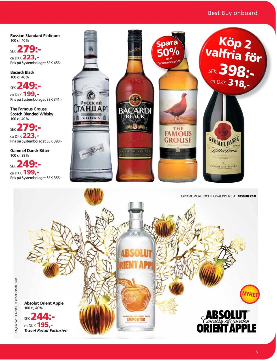 Pris på Systembolaget 398:- Gammel Dansk Bitter 100 cl, 38% 249:- ca DKK 199,- Pris på Systembolaget 356:- 50% mot