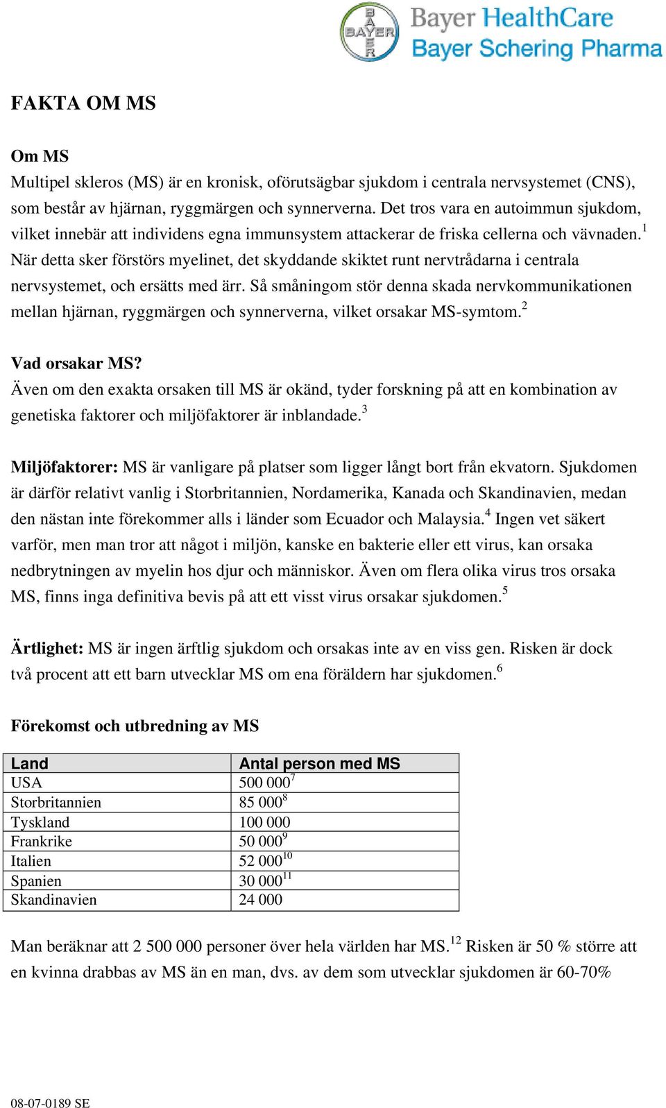 1 När detta sker förstörs myelinet, det skyddande skiktet runt nervtrådarna i centrala nervsystemet, och ersätts med ärr.