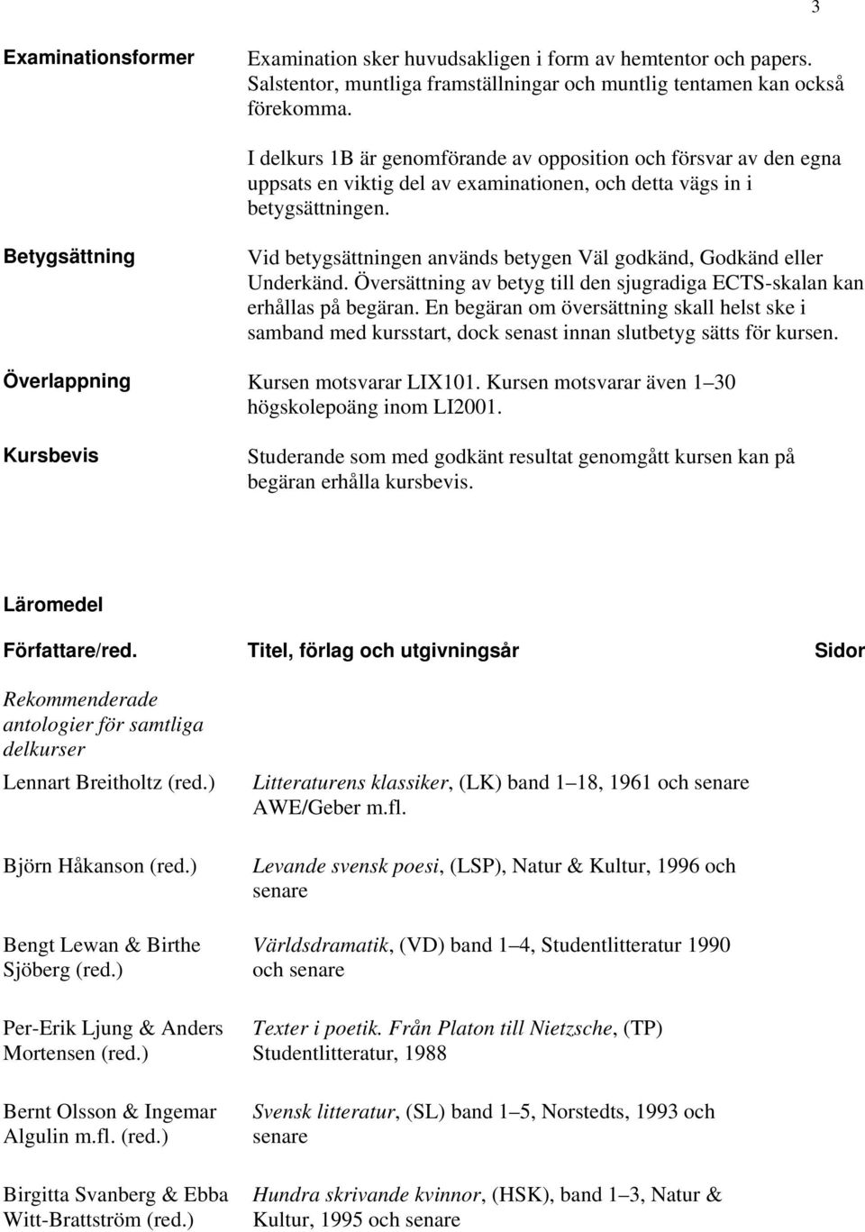 Betygsättning Vid betygsättningen används betygen Väl godkänd, Godkänd eller Underkänd. Översättning av betyg till den sjugradiga ECTS-skalan kan erhållas på begäran.