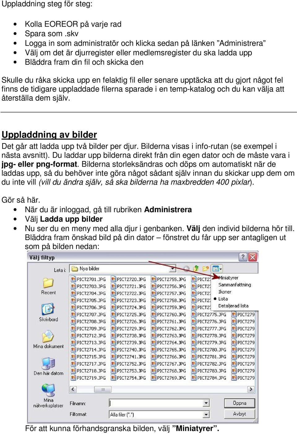 en felaktig fil eller senare upptäcka att du gjort något fel finns de tidigare uppladdade filerna sparade i en temp-katalog och du kan välja att återställa dem själv.