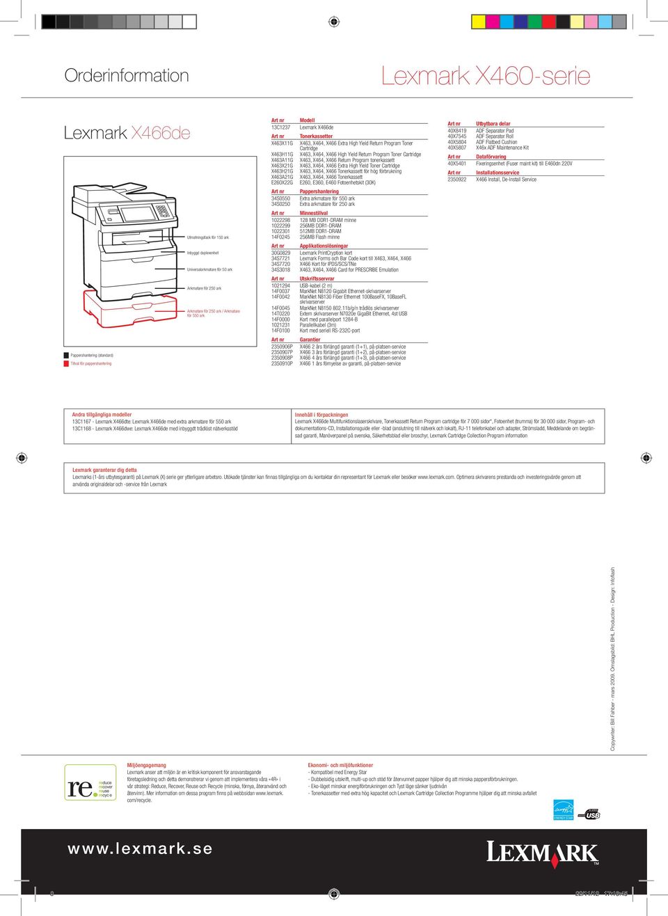 Program Toner Cartridge X463, X464, X466 High Yield Return Program Toner Cartridge X463, X464, X466 Return Program tonerkassett X463, X464, X466 Extra High Yield Toner Cartridge X463, X464, X466