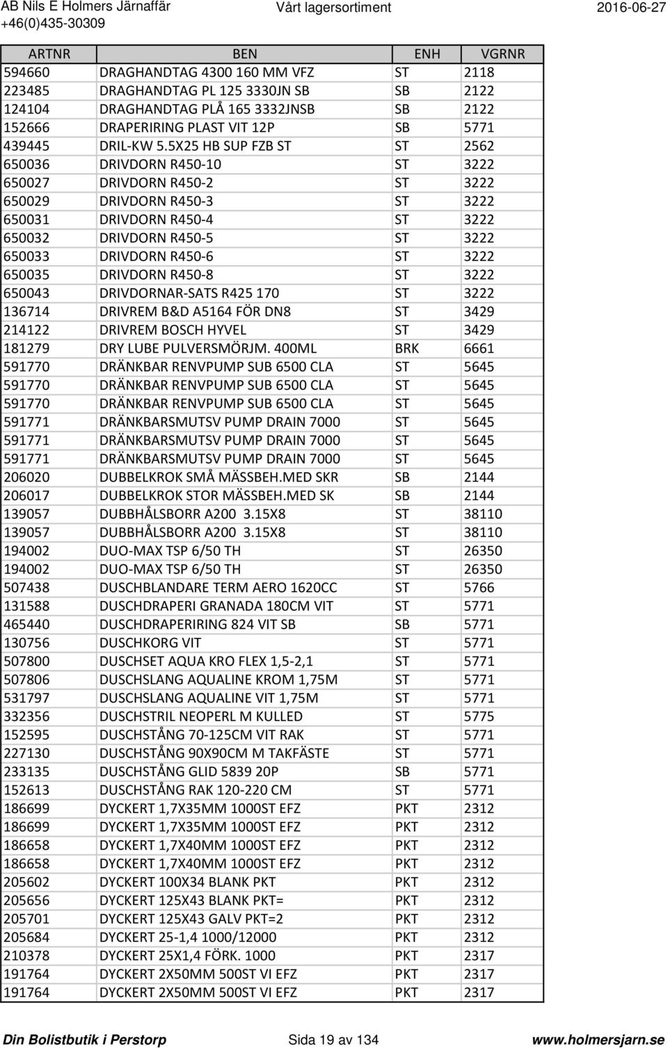 R450 6 ST 3222 650035 DRIVDORN R450 8 ST 3222 650043 DRIVDORNAR SATS R425 170 ST 3222 136714 DRIVREM B&D A5164 FÖR DN8 ST 3429 214122 DRIVREM BOSCH HYVEL ST 3429 181279 DRY LUBE PULVERSMÖRJM.