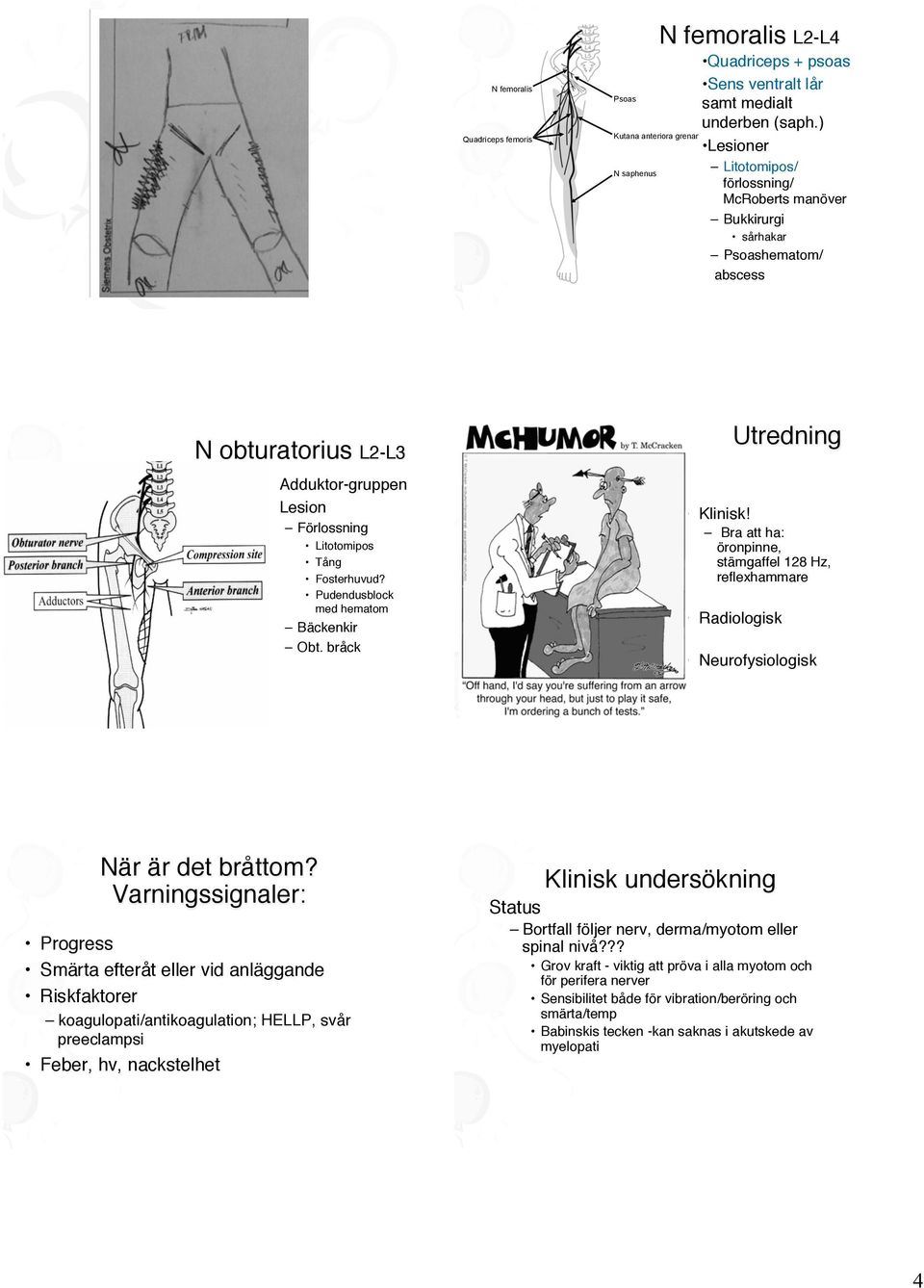 " Pudendusblock med hematom" Bäckenkir" Obt. bråck" " " "" "Utredning " Klinisk!" Bra att ha: öronpinne, stämgaffel 128 Hz, reflexhammare" Radiologisk" Neurofysiologisk" När är det bråttom?