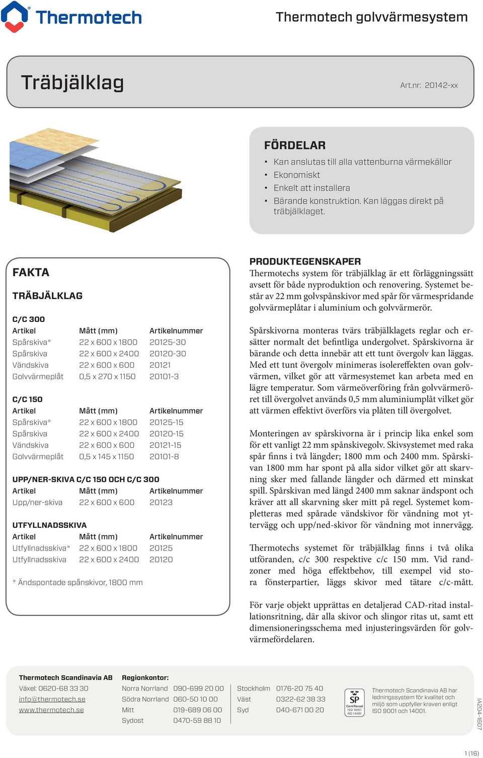 C/C 150 Artikel Mått (mm) Artikelnummer Spårskiva* 22 x 600 x 1800 20125-15 Spårskiva 22 x 600 x 2400 20120-15 Vändskiva 22 x 600 x 600 20121-15 Golvvärmeplåt 0,5 x 145 x 1150 20101-8 UPP/NER-SKIVA