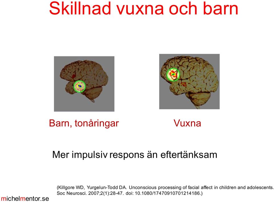 Unconscious processing of facial affect in children and