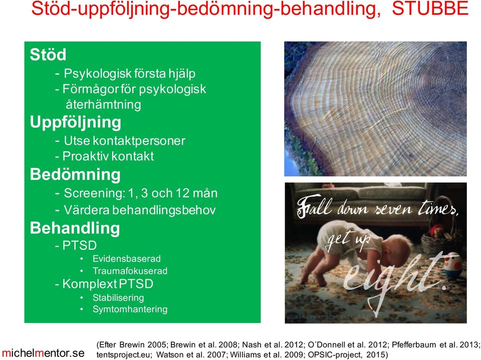 Evidensbaserad Traumafokuserad - Komplext PTSD Stabilisering Symtomhantering (Efter Brewin 2005; Brewin et al. 2008; Nash et al.