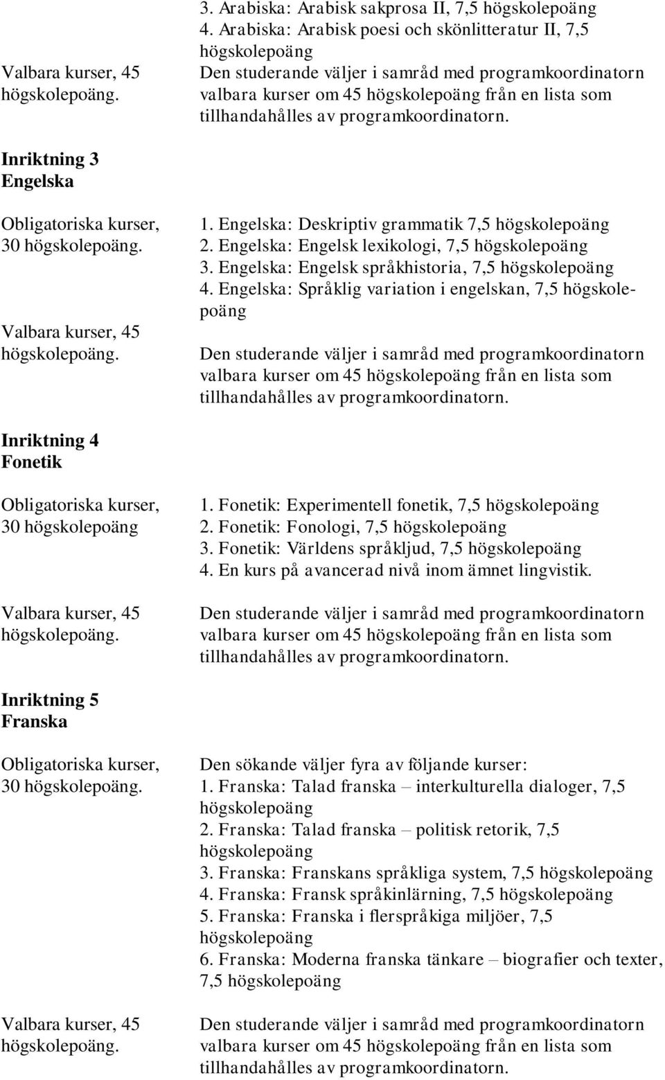 Fonetik: Experimentell fonetik, 7,5 2. Fonetik: Fonologi, 7,5 3. Fonetik: Världens språkljud, 7,5 4. En kurs på avancerad nivå inom ämnet lingvistik.