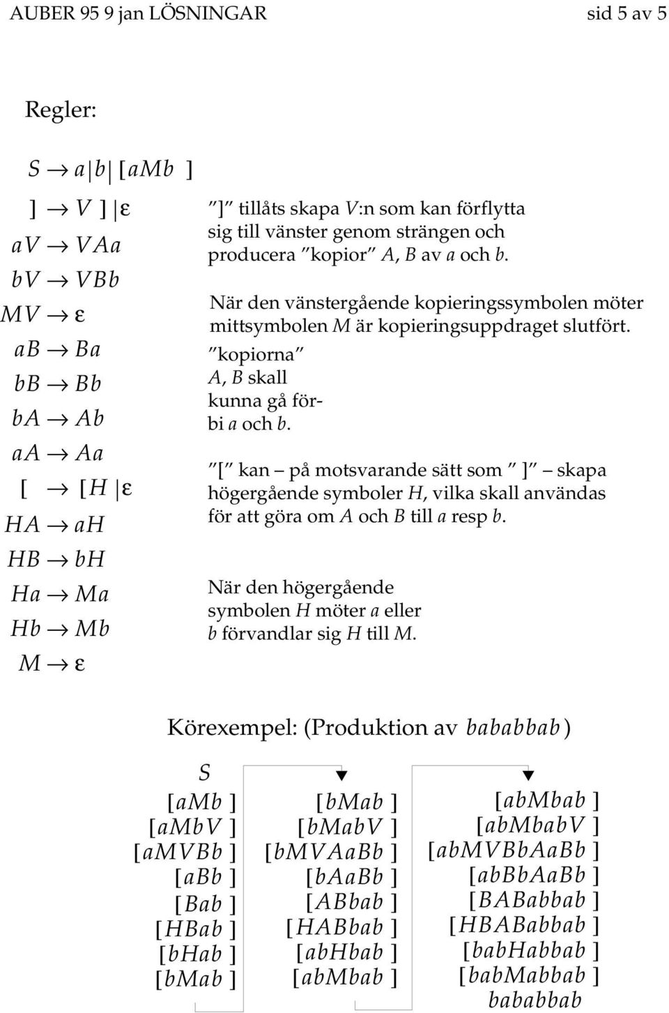 [ kn på motsvrnde sätt som ] skp högergående symoler H, vilk skll nvänds för tt gör om A och B till resp. När den högergående symolen H möter eller förvndlr sig H till M.