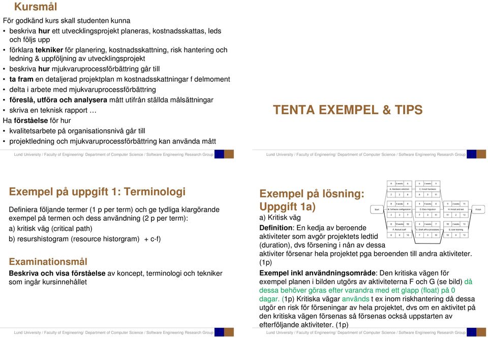 mjukvaruprocessförbättring föreslå, utföra och analysera mått utifrån ställda målsättningar skriva en teknisk rapport Ha förståelse för hur kvalitetsarbete på organisationsnivå går till