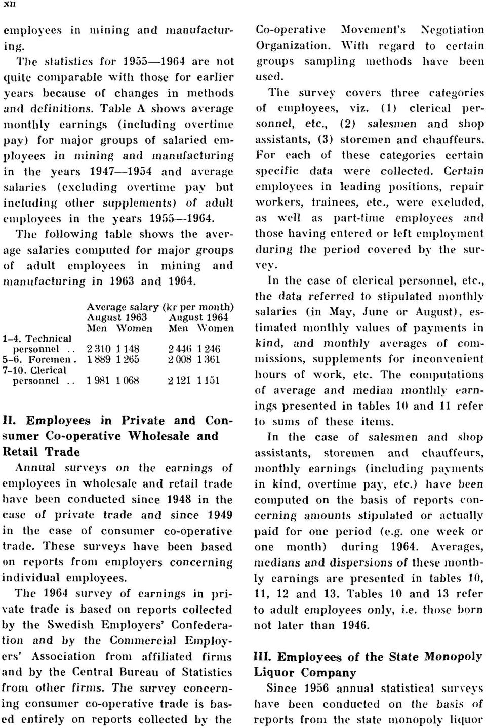 but including other supplements) of adult employees in the years 1955 1964.