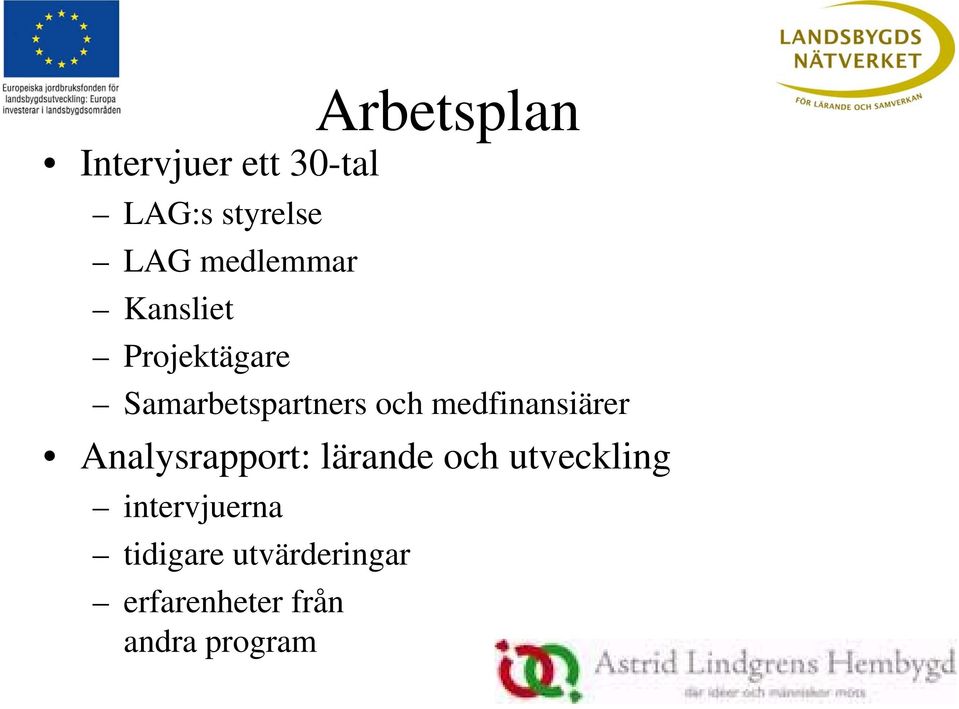 medfinansiärer Analysrapport: lärande och utveckling