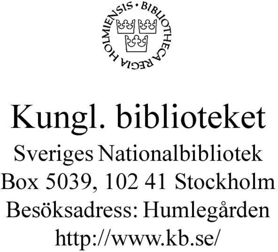 Nationalbibliotek Box 5039,