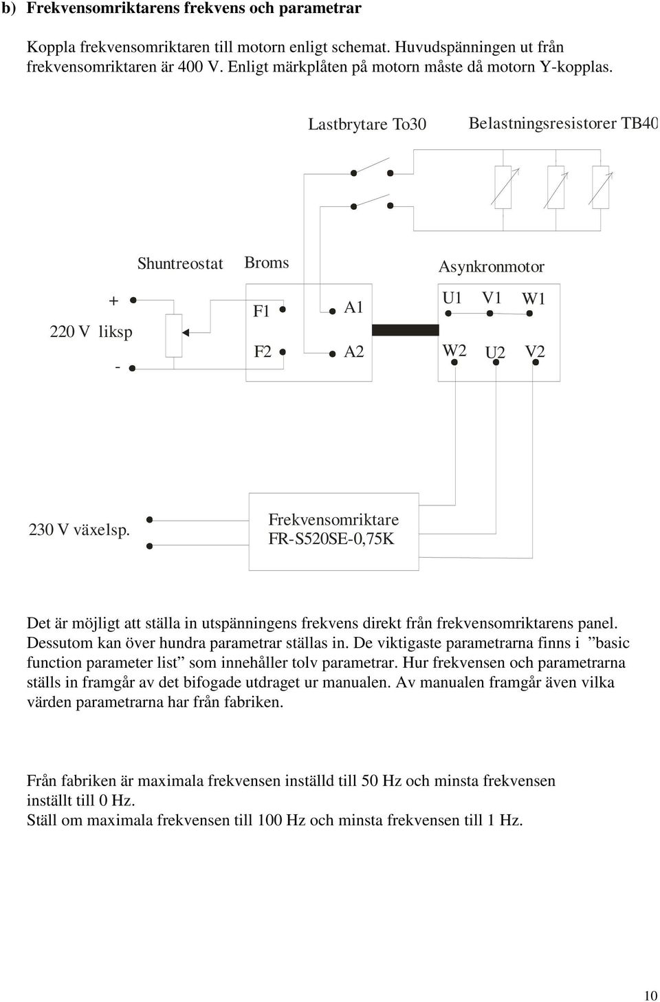 Frekvensomriktare FR-S520SE-0,75K Det är möjligt att ställa in utspänningens frekvens direkt från frekvensomriktarens panel. Dessutom kan över hundra parametrar ställas in.