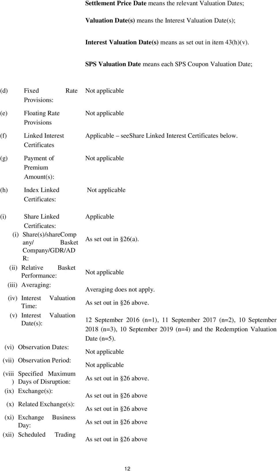 Certificates: Applicable seeshare Linked Interest Certificates below.