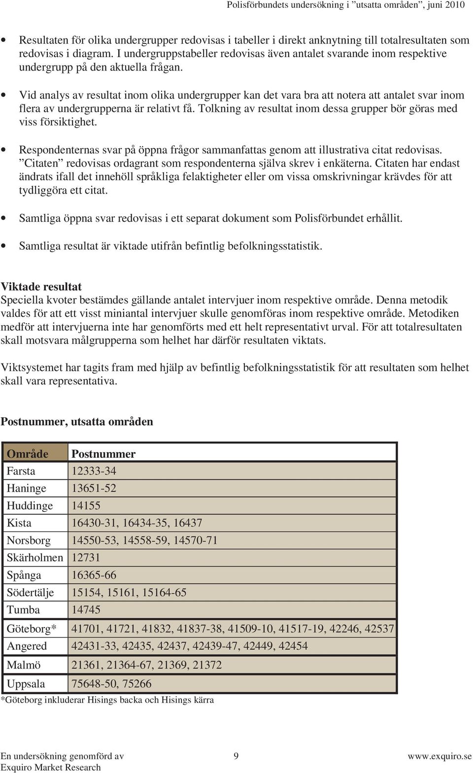 Vid analys av resultat inom olika undergrupper kan det vara bra att notera att antalet svar inom flera av undergrupperna är relativt få.