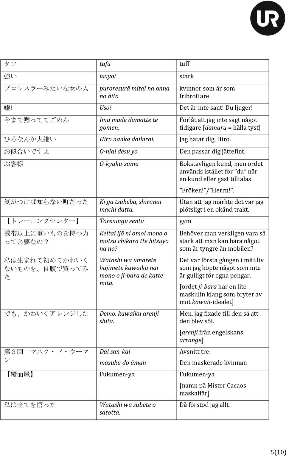 お客様 O-kyaku-sama Bokstavligen kund, men ordet används istället för du när en kund eller gäst tilltalas: 気がつけば知らない町だった Ki ga tsukeba, shiranai machi datta.