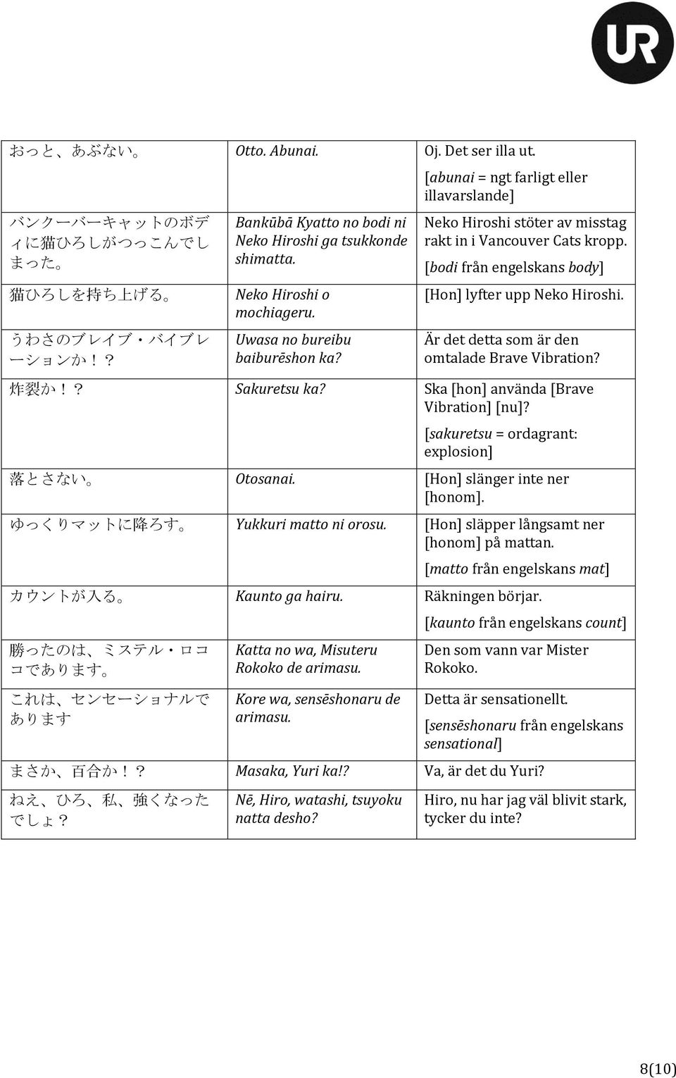 Är det detta som är den omtalade Brave Vibration? 炸裂か!? Sakuretsu ka? Ska [hon] använda [Brave Vibration] [nu]? [sakuretsu = ordagrant: explosion] 落とさない Otosanai. [Hon] slänger inte ner [honom].