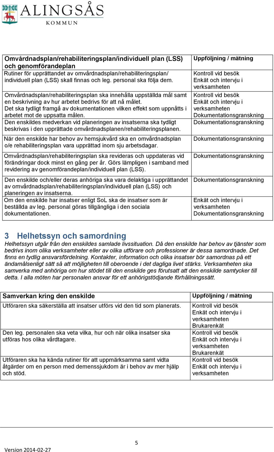 Det ska tydligt framgå av dokumentationen vilken effekt som uppnåtts i arbetet mot de uppsatta målen.