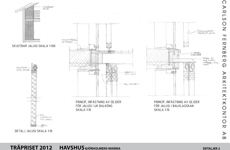 GEJDER FÖR JALUSI I BALKLAGSKAN SKALA 1:10 DETALJ JALUSI