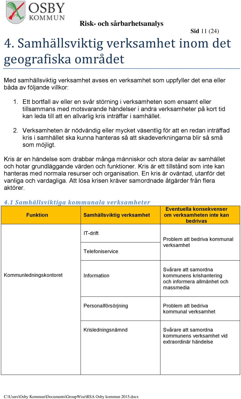 2. Verksamheten är nödvändig eller mycket väsentlig för att en redan inträffad kris i samhället ska kunna hanteras så att skadeverkningarna blir så små som möjligt.